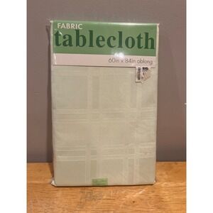 Fabric Tablecloth Oblong 60‎ x 84 Plaid Mint Easter Green Table Cover New